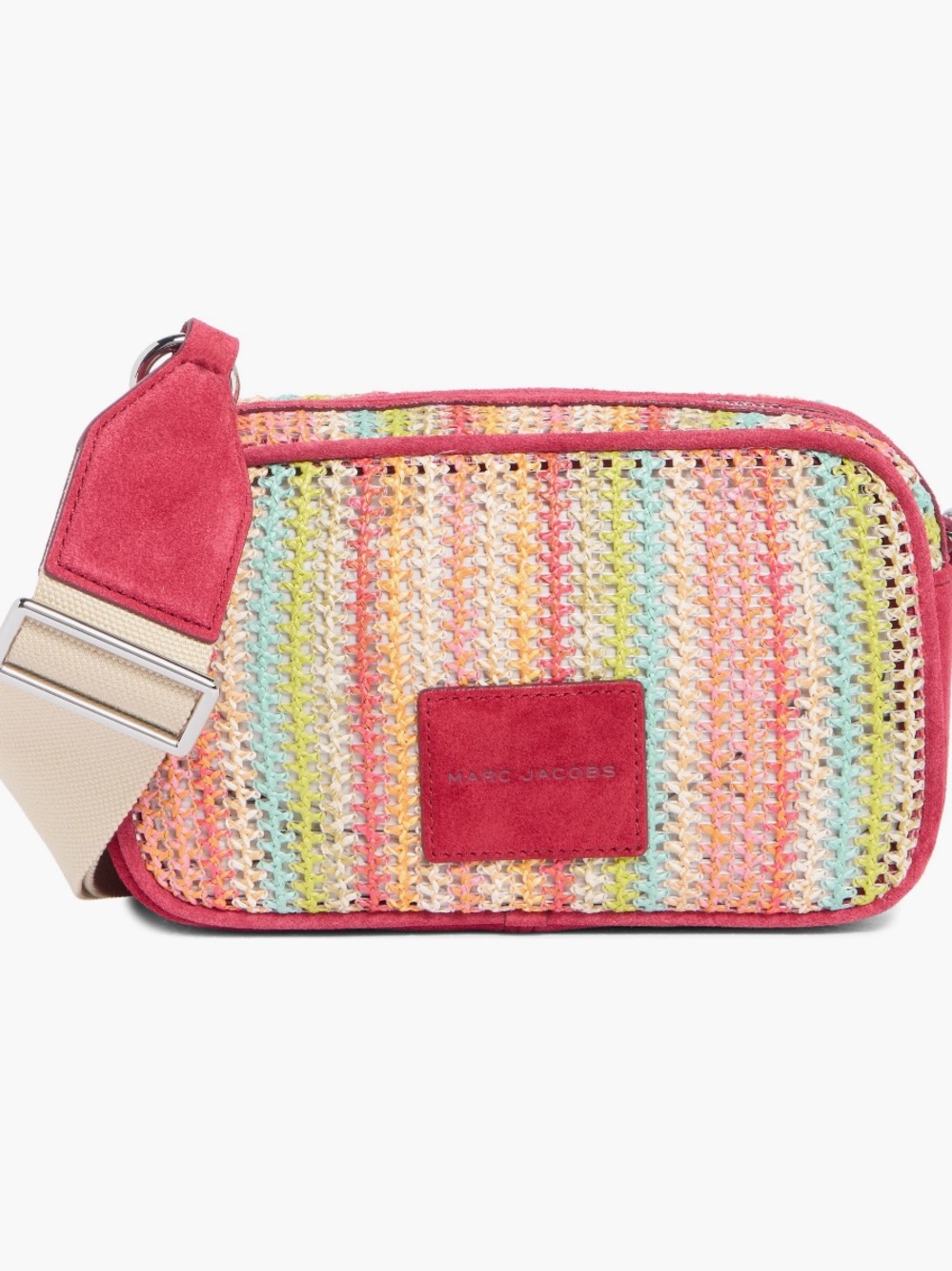 NWT*Marc Jacobs Rhubarb Multicolor Woven Crossbody w Suede Trim*MSRP $350